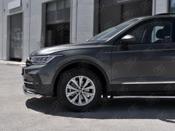 16 599 р. Защита переднего бампера (Ø63 мм, нержавейка, NOT R-LINE) SLITKOFF  Volkswagen Tiguan  Mk2 (2020-2022) рестайлинг  с доставкой в г. Кемерово. Увеличить фотографию 3