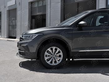 16 299 р. Защита переднего бампера (Ø42 мм волна, нержавейка, NOT R-LINE) SLITKOFF Volkswagen Tiguan Mk2 рестайлинг (2020-2022)  с доставкой в г. Кемерово. Увеличить фотографию 2