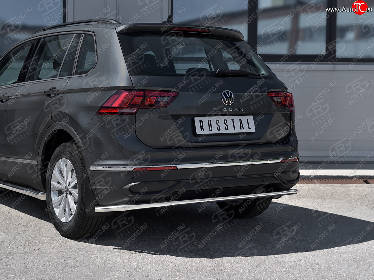 14 399 р. Защита заднего бампера (Ø42 мм, нержавейка, NOT R-LINE) SLITKOFF  Volkswagen Tiguan  Mk2 (2020-2022) рестайлинг  с доставкой в г. Кемерово