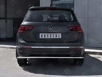 14 399 р. Защита заднего бампера (Ø42 мм, нержавейка, NOT R-LINE) SLITKOFF  Volkswagen Tiguan  Mk2 (2020-2022) рестайлинг  с доставкой в г. Кемерово. Увеличить фотографию 2