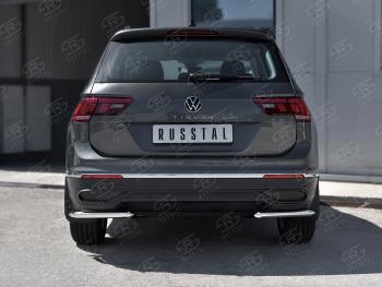 12 699 р. Защита заднего бампера (Ø42 мм уголки, нержавейка, NOT R-LINE) SLITKOFF  Volkswagen Tiguan  Mk2 (2020-2022) рестайлинг (полированная нержавейка)  с доставкой в г. Кемерово. Увеличить фотографию 2