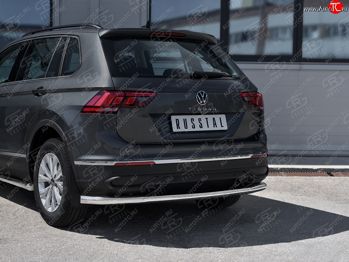 16 349 р. Защита заднего бампера (Ø63 мм, нержавейка, NOT R-LINE) SLITKOFF  Volkswagen Tiguan  Mk2 (2020-2022) рестайлинг  с доставкой в г. Кемерово