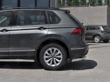 14 649 р. Защита заднего бампера (Ø63 мм уголки, нержавейка, NOT R-LINE) SLITKOFF  Volkswagen Tiguan  Mk2 (2020-2022) рестайлинг (полированная нержавейка)  с доставкой в г. Кемерово. Увеличить фотографию 2