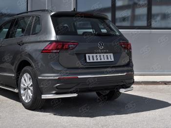 14 649 р. Защита заднего бампера (Ø63 мм уголки, нержавейка, NOT R-LINE) SLITKOFF  Volkswagen Tiguan  Mk2 (2020-2022) рестайлинг (полированная нержавейка)  с доставкой в г. Кемерово. Увеличить фотографию 3