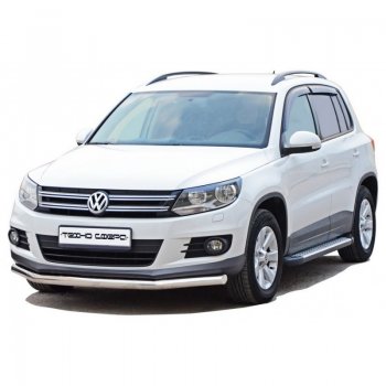 Защита переднего бампера ТехноСфера (Техно Сфера) (нержавейка, d63.5 mm) Volkswagen Tiguan  NF (2011-2017) рестайлинг
