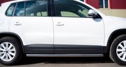 70 999 р. Защита порогов из круглой трубы диаметром 63 мм (Track & Field) Russtal Volkswagen Tiguan NF рестайлинг (2011-2017) (Защита порогов с со скосами на торцах (вариант 1))  с доставкой в г. Кемерово. Увеличить фотографию 4
