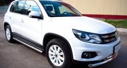 70 999 р. Защита порогов из круглой трубы диаметром 63 мм (Track & Field) Russtal Volkswagen Tiguan NF рестайлинг (2011-2017) (Защита порогов с со скосами на торцах (вариант 1))  с доставкой в г. Кемерово. Увеличить фотографию 8