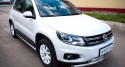 70 999 р. Защита порогов из круглой трубы диаметром 63 мм (Track & Field) Russtal Volkswagen Tiguan NF рестайлинг (2011-2017) (Защита порогов с со скосами на торцах (вариант 1))  с доставкой в г. Кемерово. Увеличить фотографию 12
