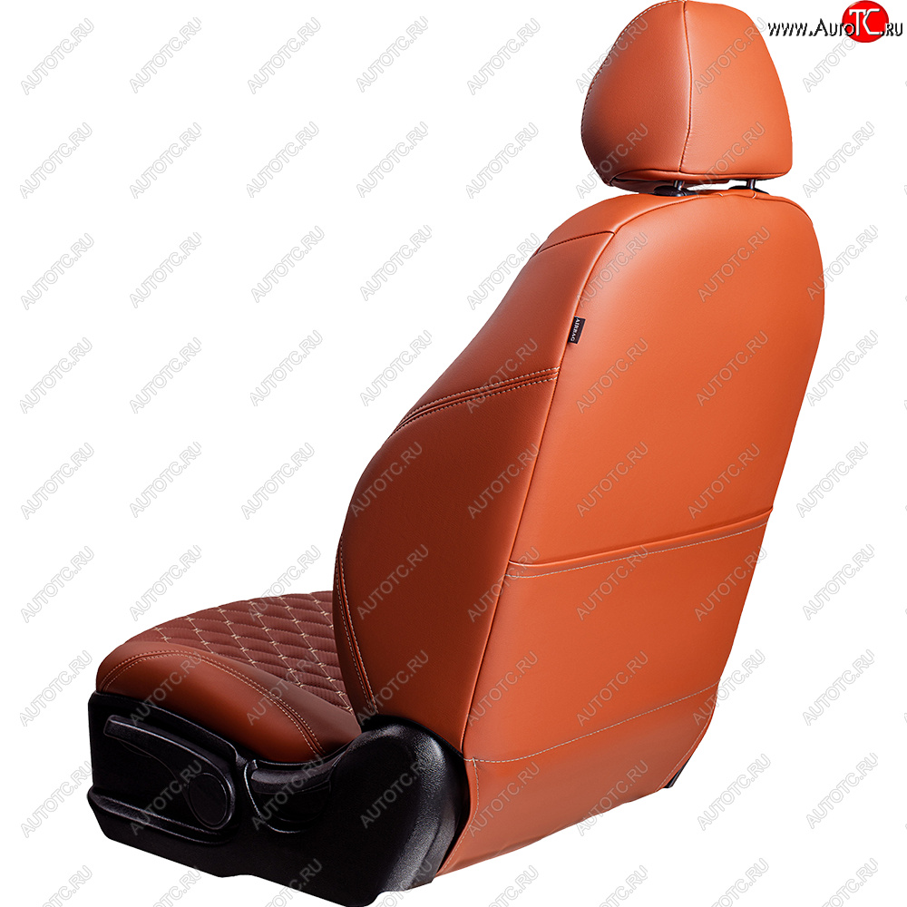13 949 р. Чехлы для сидений Lord Autofashion Байрон (экокожа, 60/40, со столом).)  Volkswagen Tiguan  NF (2006-2017) дорестайлинг, рестайлинг (Коричневый, вставка коричневая, строчка бежевая)  с доставкой в г. Кемерово