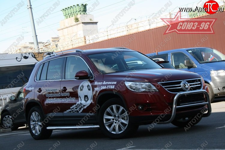 13 229 р. Защита переднего бампера Souz-96 (d60) Volkswagen Tiguan NF дорестайлинг (2006-2011)  с доставкой в г. Кемерово