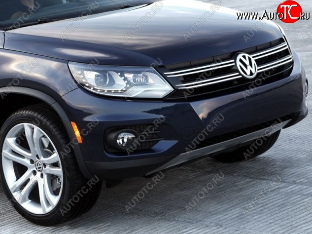 9 199 р. Накладка на передний бампер CT v2 Volkswagen Tiguan NF рестайлинг (2011-2017) (Неокрашенная)  с доставкой в г. Кемерово
