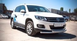 18 449 р. Защита переднего бампера (2 трубыØ63 мм, нержавейка) SLITKOFF  Volkswagen Tiguan  NF (2011-2017) рестайлинг  с доставкой в г. Кемерово. Увеличить фотографию 3