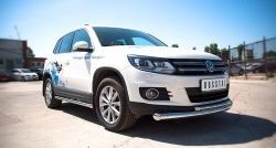 15 999 р. Защита переднего бампера (2 трубыØ76 и 42 мм, нержавейка) SLITKOFF  Volkswagen Tiguan  NF (2011-2017) рестайлинг  с доставкой в г. Кемерово. Увеличить фотографию 3