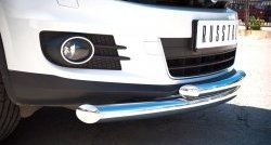 17 649 р. Защита переднего бампера (2 трубыØ76 и 63 мм, нержавейка, Sport & Style) SLITKOFF Volkswagen Tiguan NF рестайлинг (2011-2017)  с доставкой в г. Кемерово. Увеличить фотографию 2