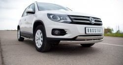 16 849 р. Защита переднего бампера (2 трубыØ75х42 мм, нержавейка) Russtal Volkswagen Tiguan NF рестайлинг (2011-2017)  с доставкой в г. Кемерово. Увеличить фотографию 2