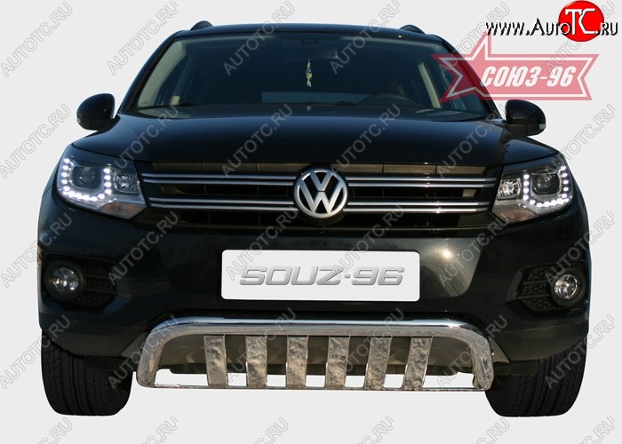 25 109 р. Защита переднего бампера одинарная Souz-96 (d60) Volkswagen Tiguan NF рестайлинг (2011-2017)  с доставкой в г. Кемерово