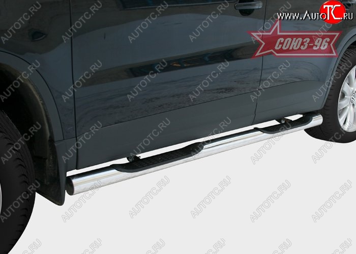 21 059 р. Защита порогов с проступью Souz-96 (d76) Volkswagen Tiguan NF рестайлинг (2011-2017)  с доставкой в г. Кемерово