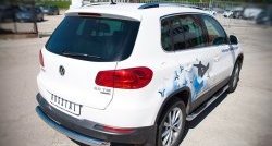 83 999 р. Защита порогов с пластиковыми вставками для ног из круглой трубы диаметром 76 мм (Sport & Style) Russtal Volkswagen Tiguan NF рестайлинг (2011-2017) (Защита порогов с со скосами на торцах (вариант 1))  с доставкой в г. Кемерово. Увеличить фотографию 4