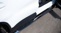 83 999 р. Защита порогов с пластиковыми вставками для ног из круглой трубы диаметром 76 мм (Track & Field) Russtal Volkswagen Tiguan NF рестайлинг (2011-2017) (Защита порогов с со скосами на торцах (вариант 1))  с доставкой в г. Кемерово. Увеличить фотографию 10