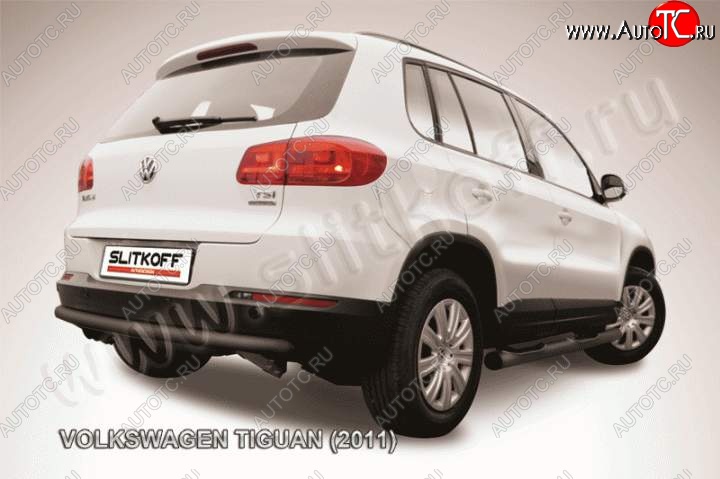 7 999 р. Защита задняя Slitkoff  Volkswagen Tiguan  NF (2011-2017) рестайлинг (Цвет: серебристый)  с доставкой в г. Кемерово