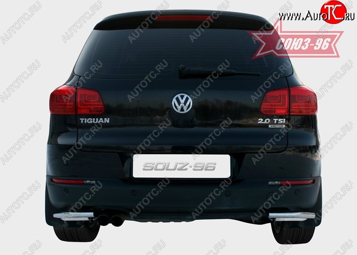 12 779 р. Защита заднего бампера из боковых уголков Souz-96 (d42)  Volkswagen Tiguan  NF (2011-2017) рестайлинг  с доставкой в г. Кемерово