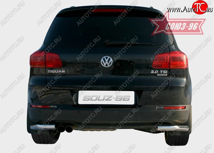 13 949 р. Защита заднего бампера из боковых уголков Souz-96 (d60)  Volkswagen Tiguan  NF (2011-2017) рестайлинг  с доставкой в г. Кемерово