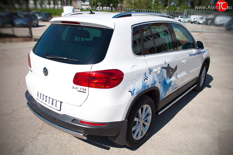 11 599 р. Защита заднего бампера (Ø75х42 мм, нержавейка, Sport& Style) Russtal Volkswagen Tiguan NF рестайлинг (2011-2017)  с доставкой в г. Кемерово