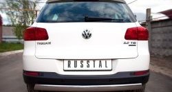 11 599 р. Защита заднего бампера (Ø75x42 мм, нержавейка) Russtal Volkswagen Tiguan NF рестайлинг (2011-2017)  с доставкой в г. Кемерово. Увеличить фотографию 2