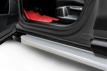 Порожки для ног на Slitkoff Optima Volkswagen Touareg  GP (2002-2010) дорестайлинг, рестайлинг (Silver)