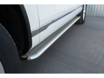 38 999 р. Широкая защита порогов с трубой d42 мм SLITKOFF v3  Volkswagen Touareg  NF (2014-2018) рестайлинг  с доставкой в г. Кемерово. Увеличить фотографию 2