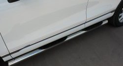 21 749 р. Защита порогов с пластиковыми вставками для ног из круглой трубы диаметром 76 мм Russtal Volkswagen Touareg 2 NF рестайлинг (2014-2018)  с доставкой в г. Кемерово. Увеличить фотографию 6