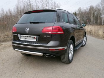 Защита заднего бампера (овальная) R-Line ТСС (нержавейка d75х42 мм) Volkswagen Touareg  NF (2014-2018) рестайлинг