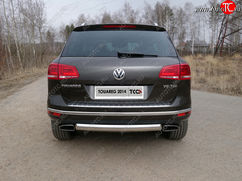 18 999 р. Защита заднего бампера (овальная) ТСС (нержавейка d75х42 мм)  Volkswagen Touareg  NF (2014-2018) рестайлинг  с доставкой в г. Кемерово