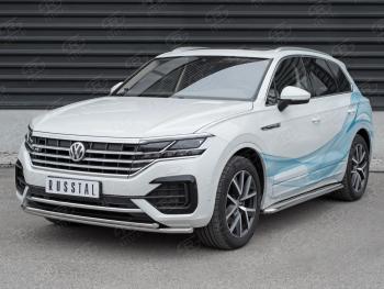 20 999 р. Защита переднего бампера (2 трубы Ø42, нержавейка, NOT 2.0 TSI)  Volkswagen Touareg  CR (2018-2025)  с доставкой в г. Кемерово. Увеличить фотографию 2