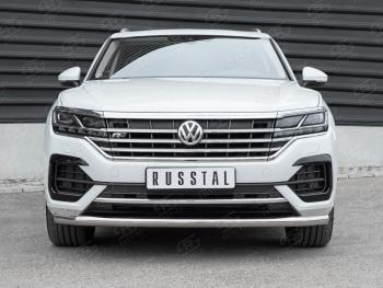 18 699 р. Защита переднего бампера (Ø63 мм, нержавейка, NOT 2.0 TSI) SLITKOFF  Volkswagen Touareg  CR (2018-2025)  с доставкой в г. Кемерово. Увеличить фотографию 1