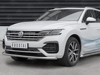 18 699 р. Защита переднего бампера (Ø63 мм, нержавейка, NOT 2.0 TSI) SLITKOFF  Volkswagen Touareg  CR (2018-2025)  с доставкой в г. Кемерово. Увеличить фотографию 2