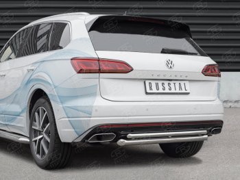 19 449 р. Защита заднего бампера (2 трубы Ø63 и 42 мм, нержавейка) SLITKOFF  Volkswagen Touareg  CR (2018-2025)  с доставкой в г. Кемерово. Увеличить фотографию 2