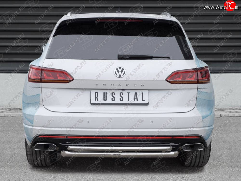 19 449 р. Защита заднего бампера (2 трубы Ø63 и 42 мм, нержавейка) SLITKOFF  Volkswagen Touareg  CR (2018-2025)  с доставкой в г. Кемерово