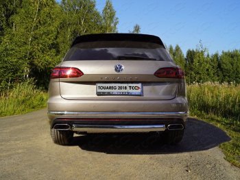 Защита заднего бампера (овальная) ТСС (нержавейка d75х42 мм) Volkswagen Touareg  CR (2018-2025)