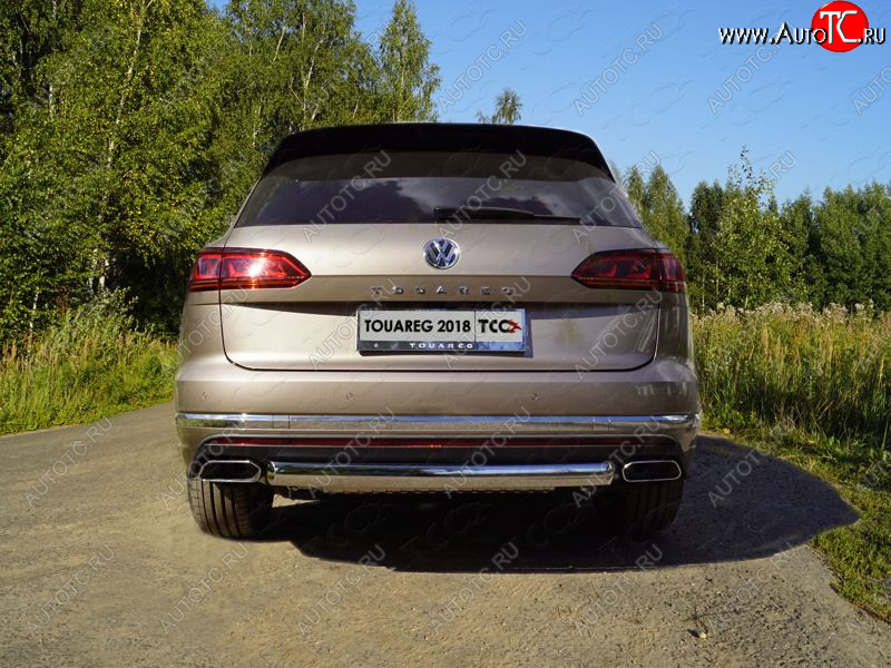 20 699 р. Защита заднего бампера (овальная) ТСС (нержавейка d75х42 мм)  Volkswagen Touareg  CR (2018-2025)  с доставкой в г. Кемерово