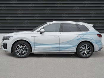 24 649 р. Пороги SLITKOFF d42 с листом  Volkswagen Touareg  CR (2018-2025) (лист алюминий, проф. нержавейка)  с доставкой в г. Кемерово. Увеличить фотографию 3