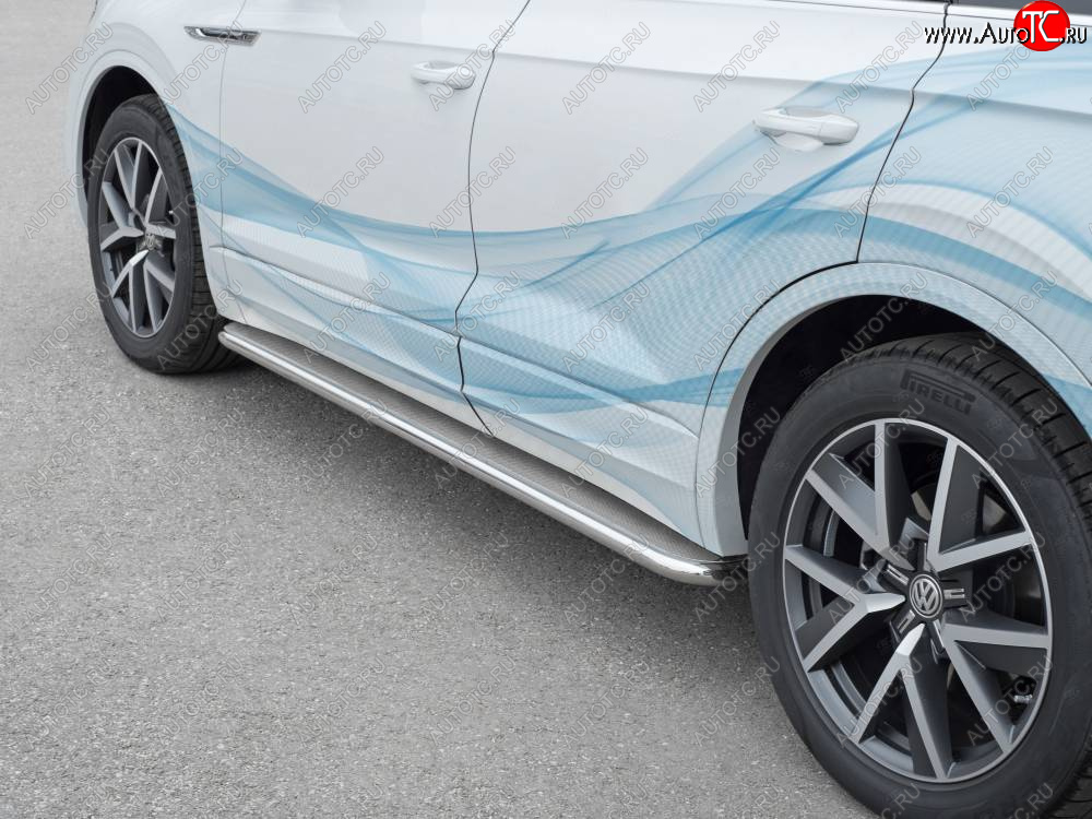 35 549 р. Пороги SLITKOFF d42 с листом  Volkswagen Touareg  CR (2018-2025) (лист нержавейка, проф. нержавейка)  с доставкой в г. Кемерово