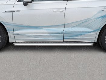 32 849 р. Пороги SLITKOFF d63 с листом  Volkswagen Touareg  CR (2018-2025) (лист алюминий, проф. нержавейка)  с доставкой в г. Кемерово. Увеличить фотографию 2