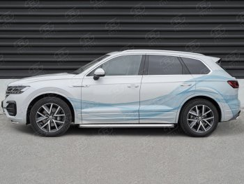 32 849 р. Пороги SLITKOFF d63 с листом  Volkswagen Touareg  CR (2018-2025) (лист алюминий, проф. нержавейка)  с доставкой в г. Кемерово. Увеличить фотографию 3