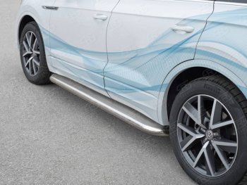 Пороги SLITKOFF d63 с листом Volkswagen Touareg  CR (2018-2025) (лист нержавейка, проф. нержавейка)