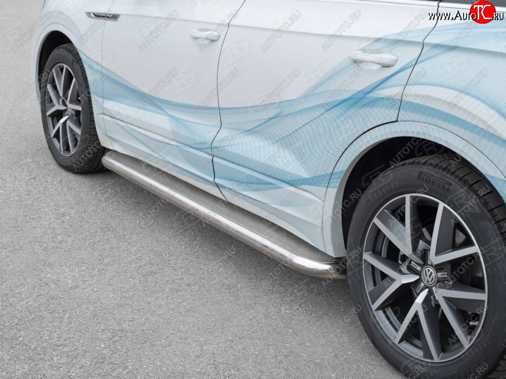 43 999 р. Пороги SLITKOFF d63 с листом  Volkswagen Touareg  CR (2018-2025) (лист нержавейка, проф. нержавейка)  с доставкой в г. Кемерово