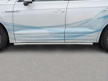 20 999 р. Защита порогов (Ø63 мм) SLITKOFF  Volkswagen Touareg  CR (2018-2025) (торцы со скосами 45°, полированная нержавейка)  с доставкой в г. Кемерово. Увеличить фотографию 2
