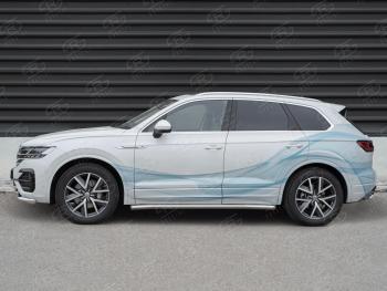 20 999 р. Защита порогов (Ø63 мм) SLITKOFF  Volkswagen Touareg  CR (2018-2025) (торцы со скосами 45°, полированная нержавейка)  с доставкой в г. Кемерово. Увеличить фотографию 3