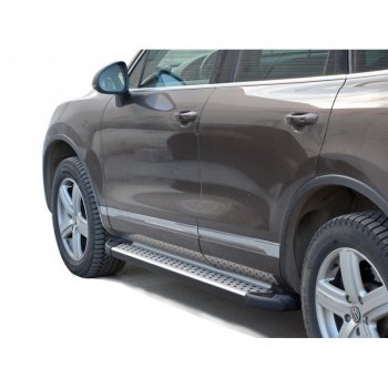 21 799 р. Порожки для ног Бумер (алюминий)  Volkswagen Touareg  NF (2010-2018) дорестайлинг, рестайлинг  с доставкой в г. Кемерово. Увеличить фотографию 1