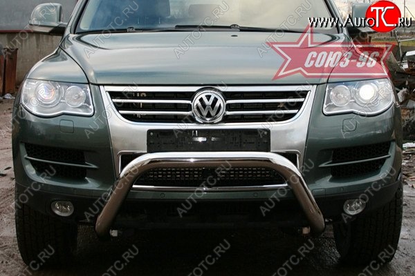 19 124 р. Защита переднего бампера Souz-96 (d76) Volkswagen Touareg GP рестайлинг (2006-2010)  с доставкой в г. Кемерово
